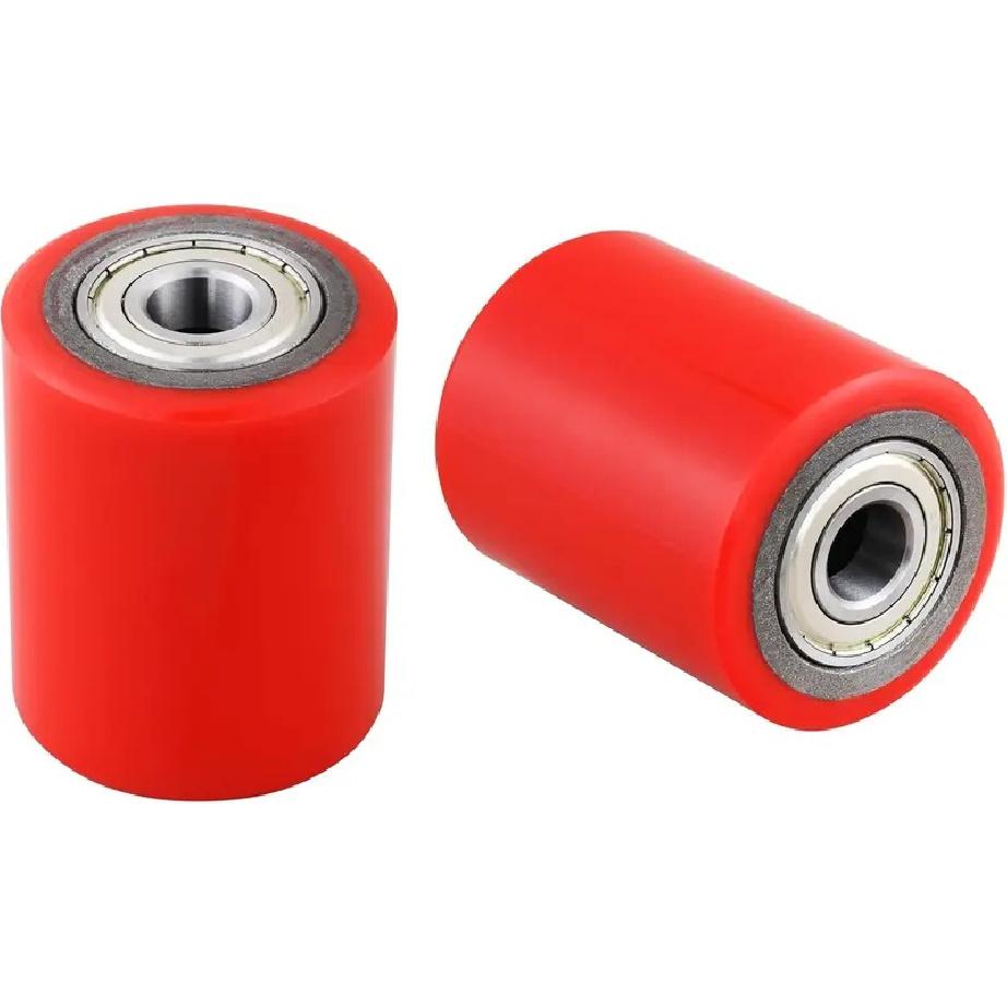 A Pair of Pallet Jack/Truck Wheels 3 X 3.75"with Pre-Installed Bearings, 20mm ID PU Tread - Includes Axles and Pins by JackCraft