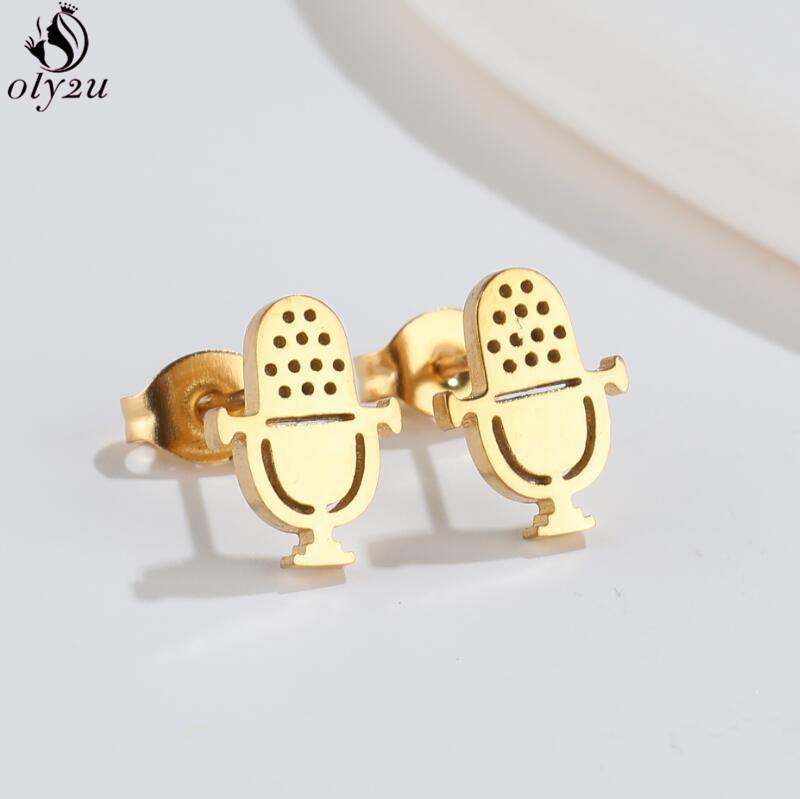Hip-hop Stainless Steel Microphone Guitar Earring for Women Musical Ear Jewelry Girls Music Party Earrings Gift Accessories