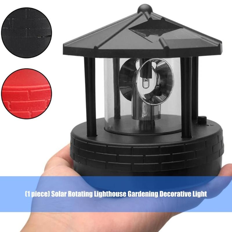 Automatic Solar Lighthouse Garden Light 360 Degree Rotating Lamp Plastic Outdoor Yard Decoration Easy Installation