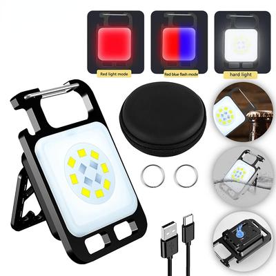 Mała latarka LED COB Brelok z akumulatorem COB Lampa robocza Ładowalna latarka USB na kemping na zewnątrz