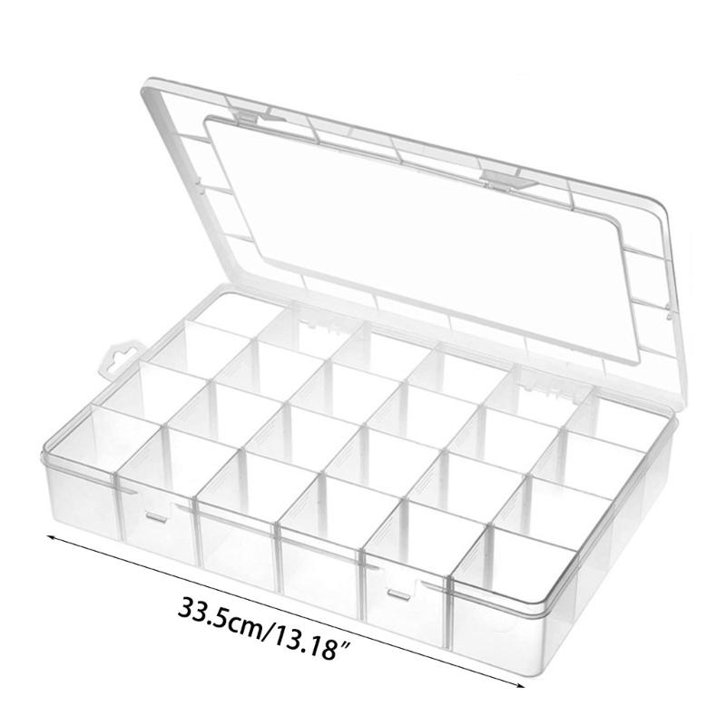 24 Compartments Clear Stackable Plastic Storage Boxes with Adjustable Dividers for Beads Crafts Jewelry Fishing Tackle