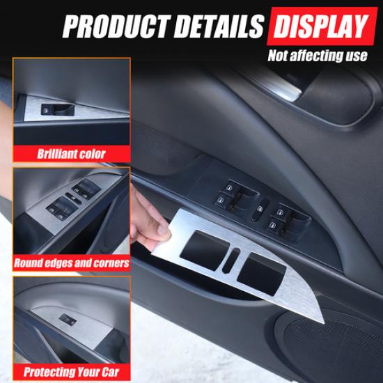 Silver Alloy Car Window Glass Lift Frame Trim Cover For Seat Leon MK2 2008-12