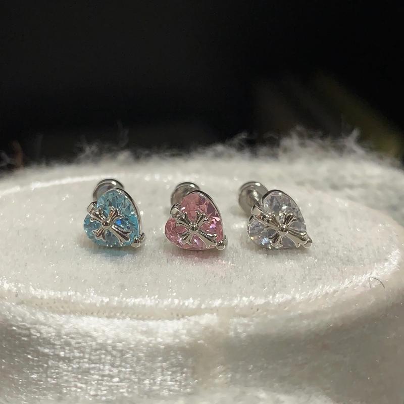 1Pcs Sweet Cool Wing Ear Bone Nail For Women  Shiny Zircon Cross Heart Stud Earrings Body Piercing Accessories