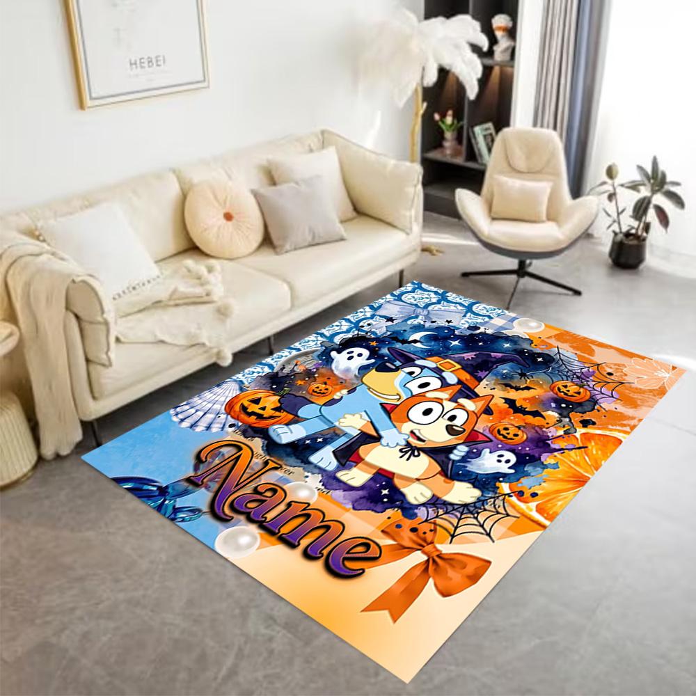 Halloween Friends Celebration Customize Your Name Floor Rug Office Rug Perfect for Dormitory Study Room Dining Room Balcony Anti-slip Rug