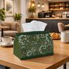 1pc Classic Art Nouveau Vine Tissue Box Cover - Dark Green Suitable for Home & Office, Reinforced Edges & Washable Fabric Dispenser with Elegant Vine,