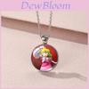Adorable Cartoon Mario Necklace With Charming Princess Peach Pendant For Stylish Sweater Accessory