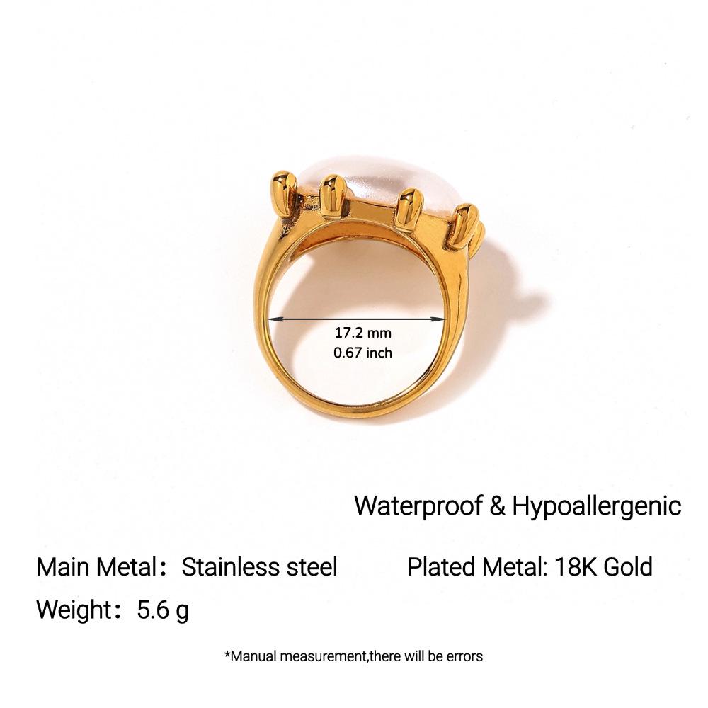 Women s Retro French 18K Gold Plated Stainless Steel & Titanium Ring - Durable, Waterproof, Colorfast