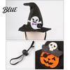 Pet Holiday Outfit Accessory Halloween Cat Witch Hat Fun Hat with Adjustable Elastic Strap Cartoon Ghost Pumpkin Bat Skull for Cats Small