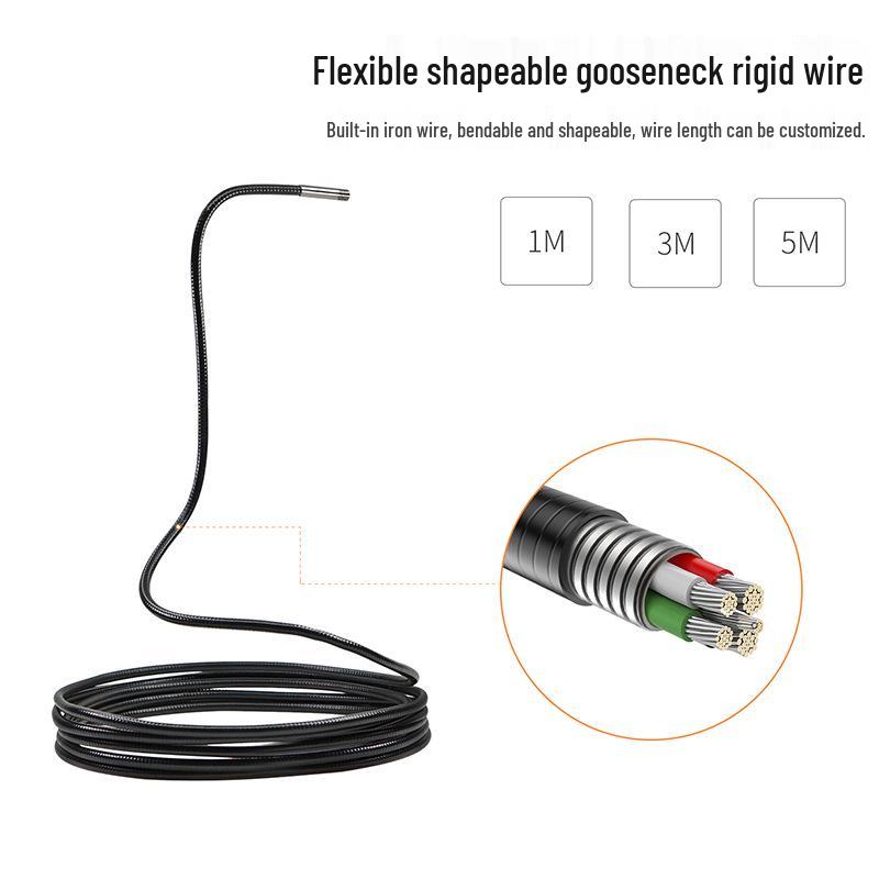 Adjustable Industrial Endoscope with 7.6mm Lens - 5m High-Definition Pipeline Inspection Tool