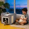 Double Layer Cats Cave Bed with Scratching Pad Foldable Design Space Saving Cats Shelter House for Indoor Habitats