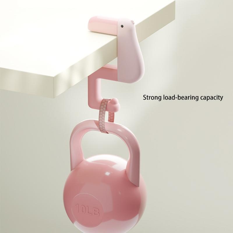 Pack of 2 Duck Shaped Space Saving Under Desk Schoolbag Hanger Bag Hanging Hook for Keys Umbrellas Cups Office Home Use