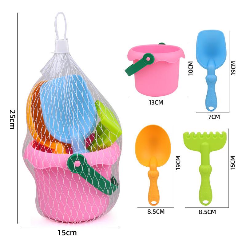 4Pcsset Beach Toy Set For Kids Soft Rubber Play Sand Tools Sand Bucket Beach Shovel Toys Summer Children Playing With Sand Toys