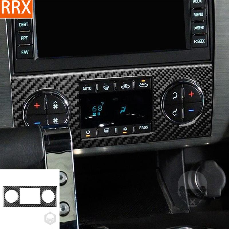 For Hummer H2 2008 2009 Real Carbon Fiber Stickers Central Air Conditioner Adjustment Panel Car Accessories Interior Decorative