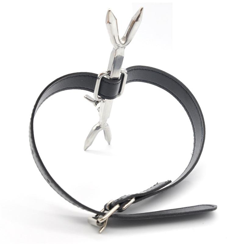 Stainless Steel Punishment Posture Collar Leather Fork  Restraints Collars & Leashes