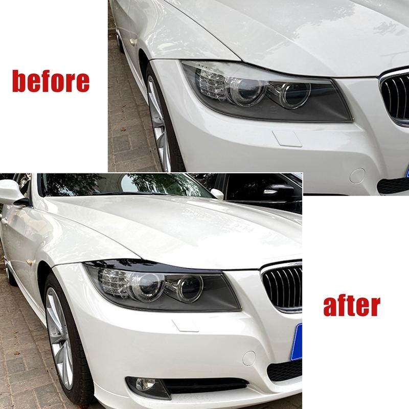 For BMW 3-Series E90 E91 320I 330I 2005-2012 Front Headlight Cover Garnish Strip Eyebrow Cover Trim Sticker Glossy Black