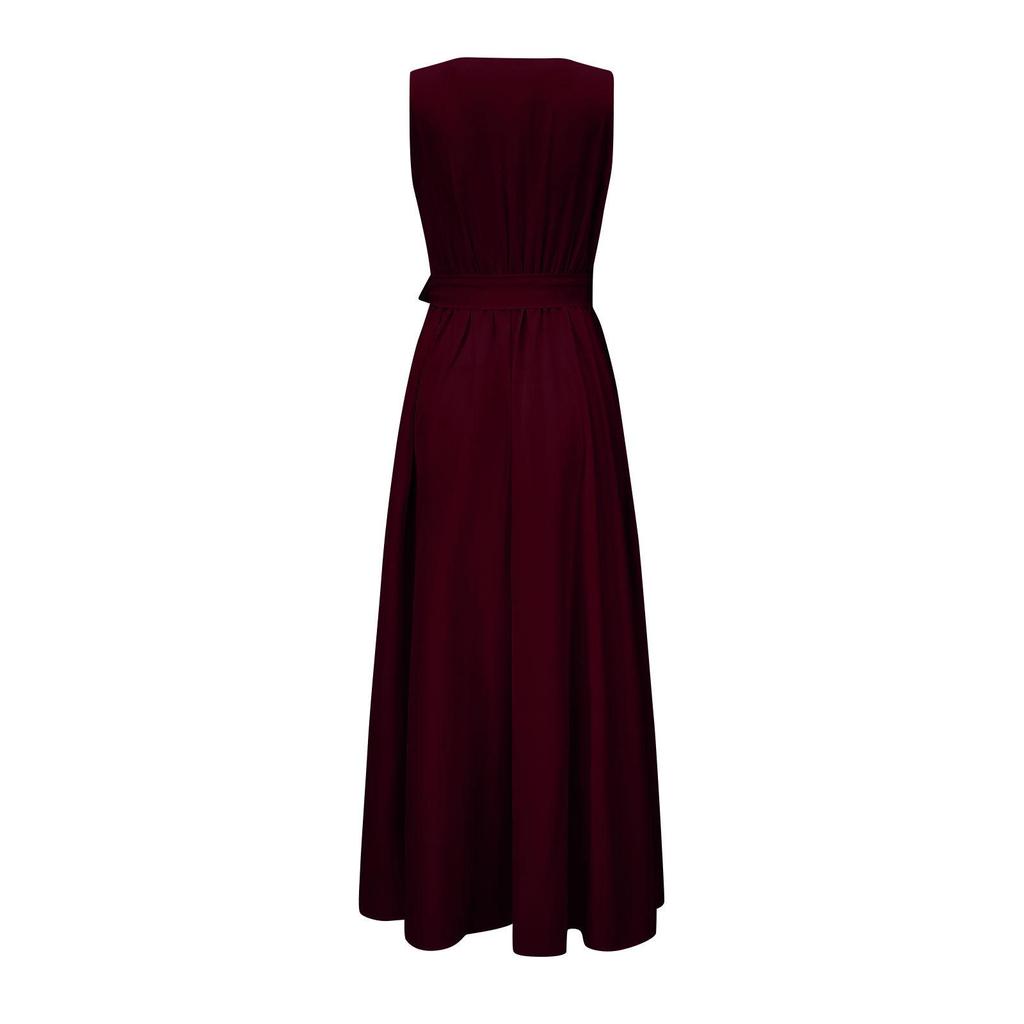 2023 Summer Solid Color V-Neck Long Evening Dress