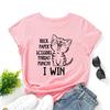 CUTE CAT Fashion Cotton T-Shirt Short Sleeve Round Neck Women 2d Print Tops