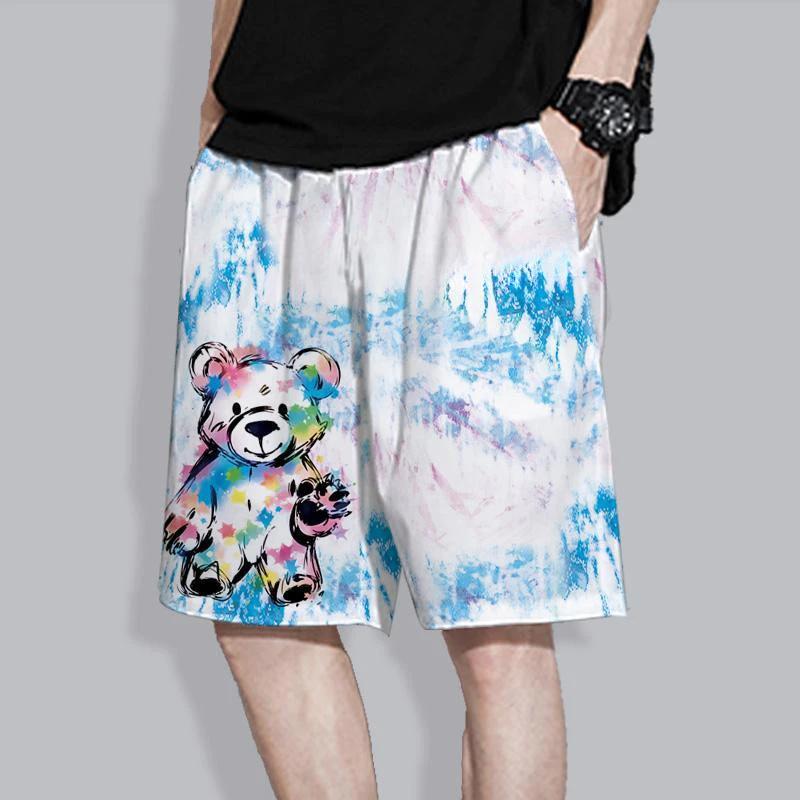 Colorful Bear Cartoon Boxing Muay Thai Kickboxing Training Shorts Print Martial Art Boxer Unisex Men Women Kid Fighting Fitness Sport Gym Workout