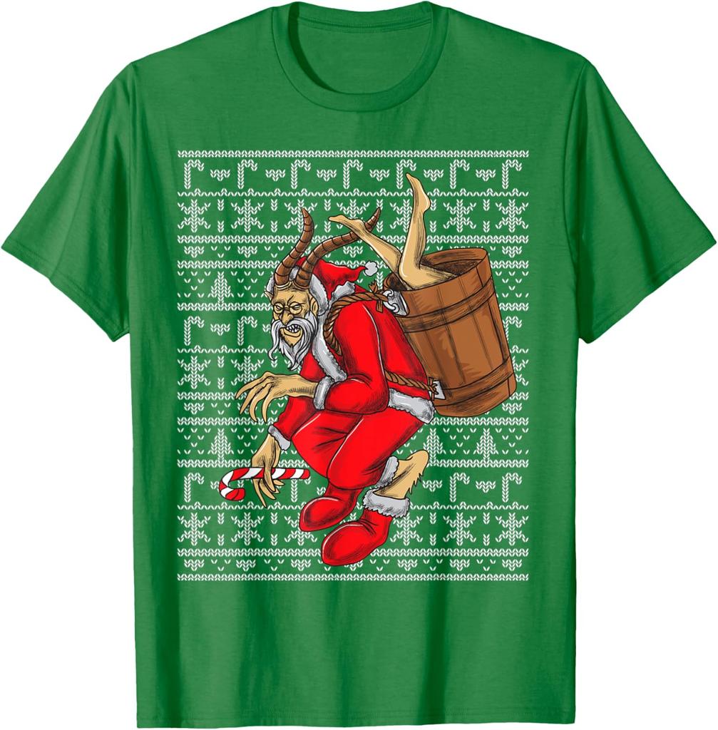 Merry Krampus Ugly Christmas Sweater Pattern Gift TShirt 100 Cotton ONeck Short Sleeve Summer Casual Mens Tshirt Size S3XL