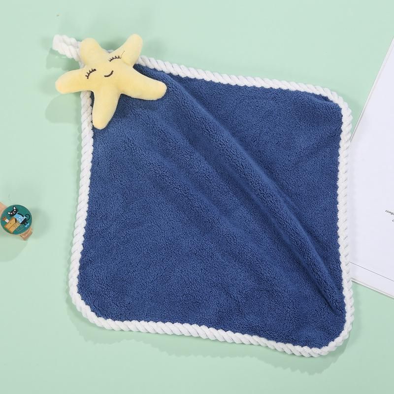 Children's Cartoon Coral Fleece Hand Towel - Absorbent, Wall-Mounted & Household Friendly