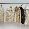 Autumn and Winter New Waist Rhombus Down Jacket Women's Short Fur Collar Thickened Warm Fashionable Versatile Jacket