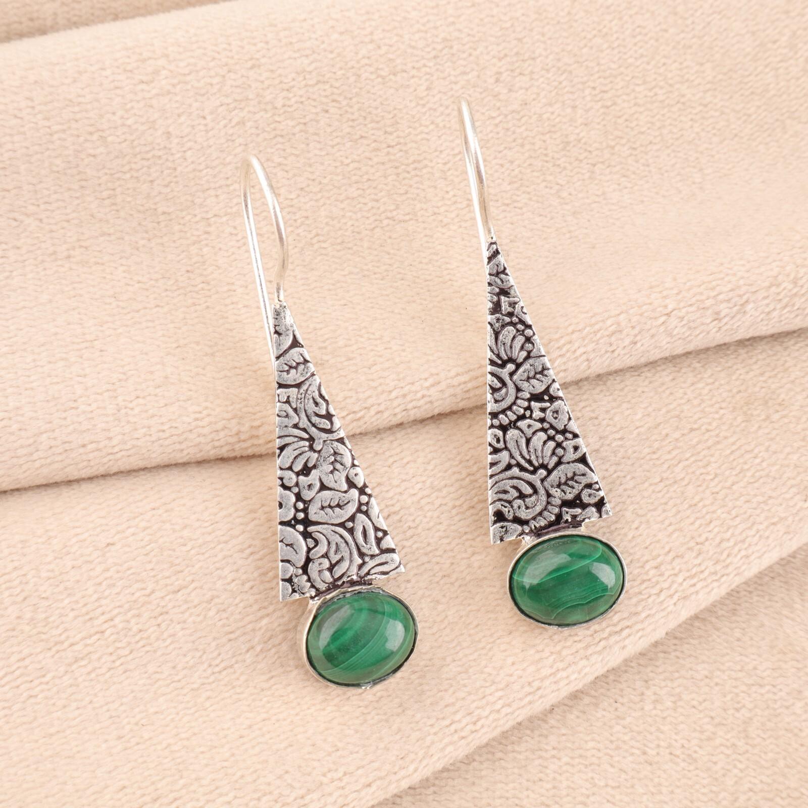 

Натуральный малахит 925 стерлинговое серебро ювелирные изделия ручной работы серьги 1,9 подарок на день рождения EE-165-33