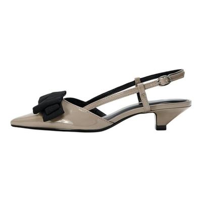 Pu Open Back Buckle Cone Heel High Heels 3.5Cm Women High Heels Gray 11236410