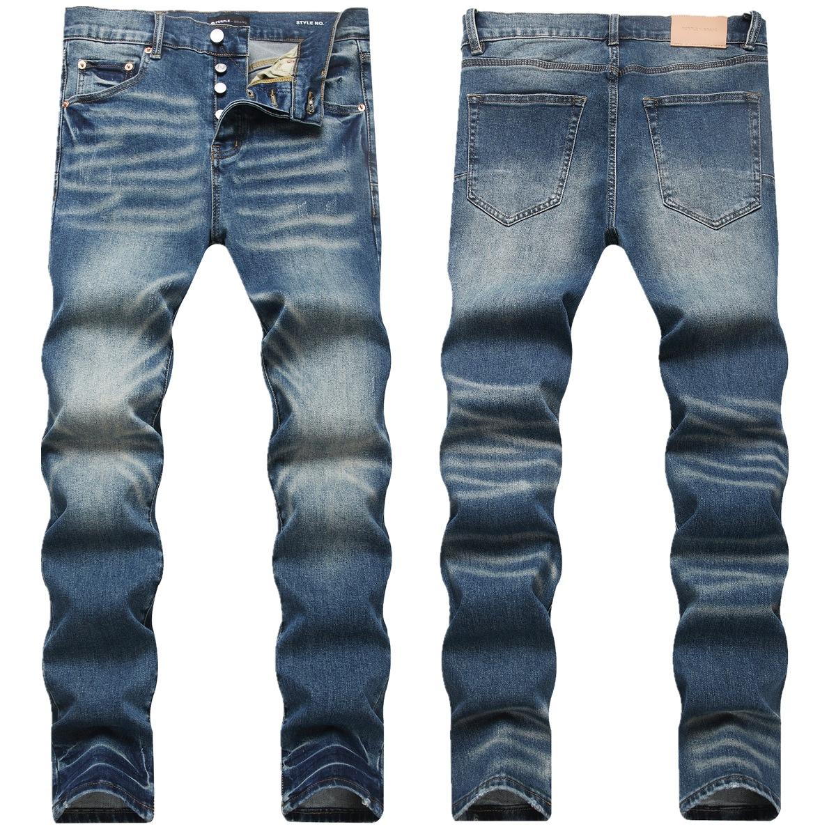 

2025 Новый Запас ПУ Бренд Темно-синий Кошачий Ус Мужские Уличные Модные Красивые Приталенные Эластичные Брюки с Маленьким Низом 36 синий