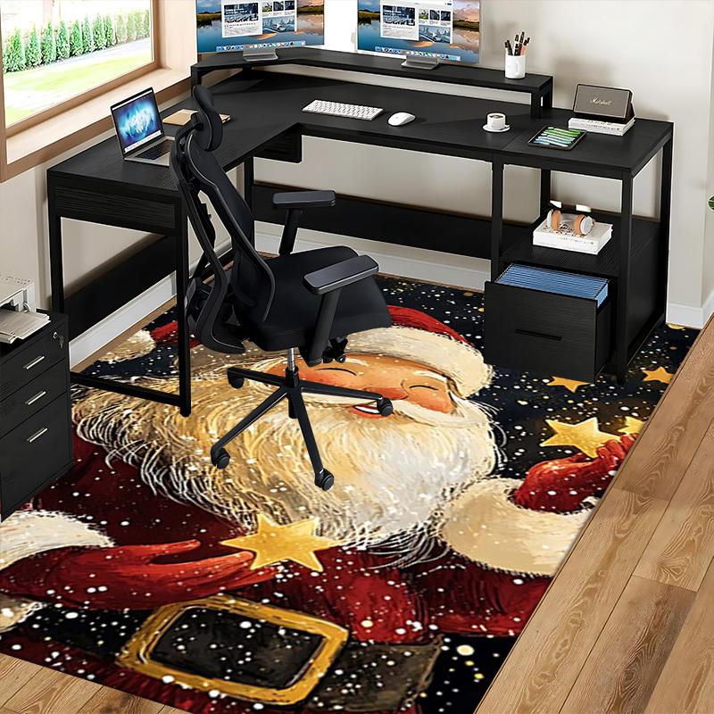 Christmas Santa Claus Chair Mat - Anime Cartoon Design, Non-Slip Carpet for Office, Home Decor, Living Room, Bedroom, Gaming Room & Dormitory.R077