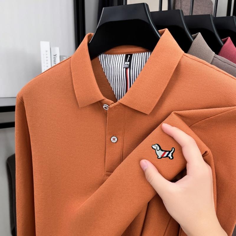 Trend Dog Embroidery 100% Cotton Long Sleeve Polo Shirt Luxury Brand Lapel T-Shirt Autumn Skin Friendly Comfort Fashion Men Wear