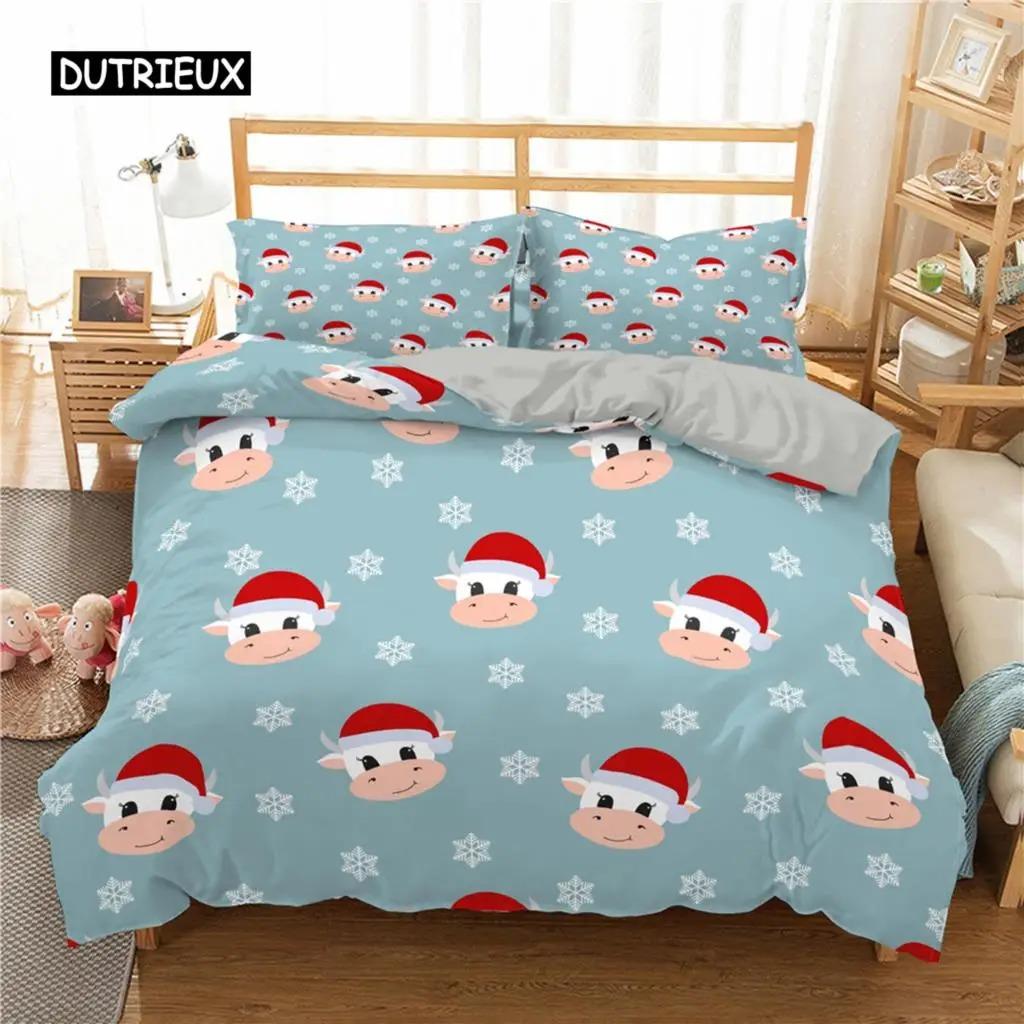 Santa Claus Print Duvet Cover for Adult Kids Microfiber Bedding Set Pillowcase Christmas Decor Quilt Cover 23pcs King Twin Size