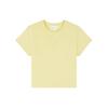 Baby Fox Patch T-Shirt SS24 Solid Color Logo Round Neck Short Sleeve Drop Shoulder Women Tops Yellow MW00105KJ0008-P712