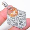 Golden Rutile Gemstone Handmade 925 Sterling Silver Jewelry Pendant 2.25"