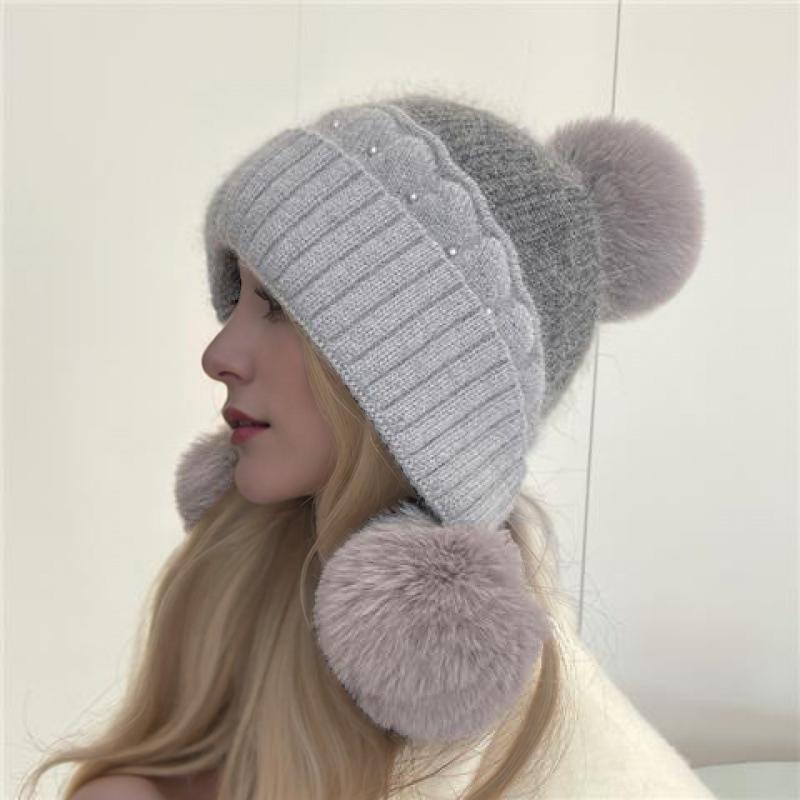 New Winter Fashion Hat for Women, Plush and Thickened for Cold Protection, Sweet and Cute Warm Cold Hat with Ear Protection