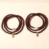 Exquisite Women's Garnet & Hetian Jade Three-Circle Lucky Bead Bracelet