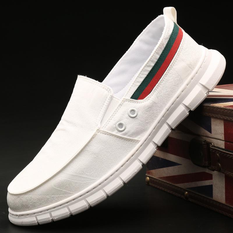 

Fengbu 0067 Летние мужские парусиновые туфли на одной педали, Повседневные туфли из ткани Старого Пекина для Нового года, Дышащие 47 белый