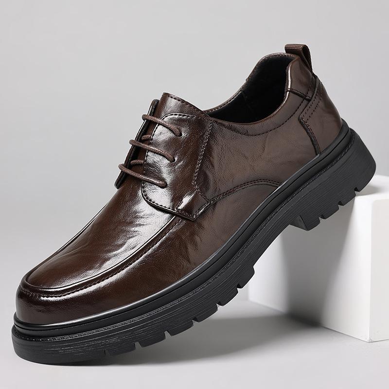 Summer New Men's British Men's Leather Shoes Light Luxury Business Casual Dress Shoes Platform Men's Comfortable Soft Leather Shoes