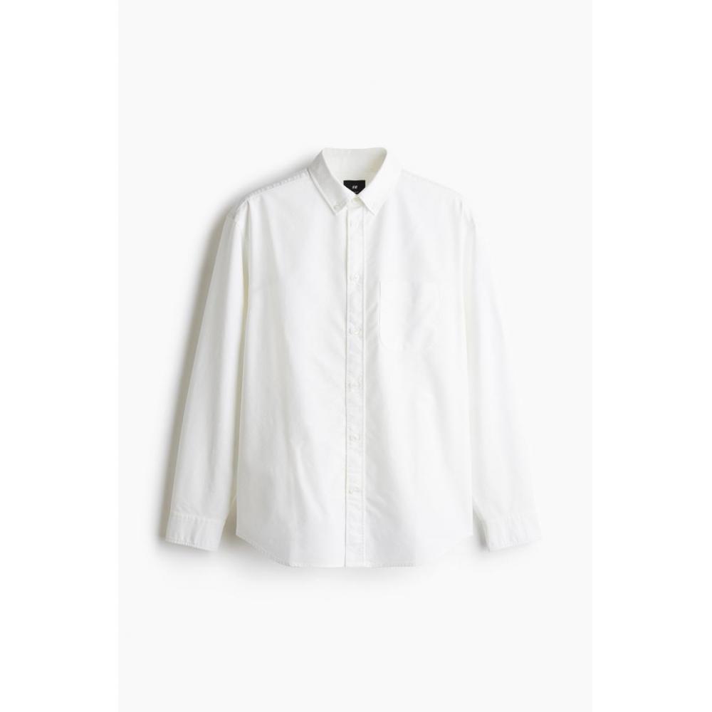 H M Regular Fit Oxford sHirt wHite