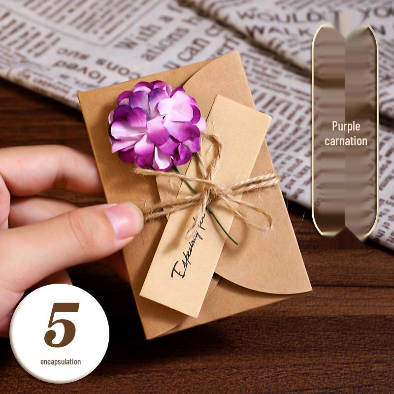 Handcrafted Retro Kraft Dried Flower Greeting Card for Birthdays & Father's Day