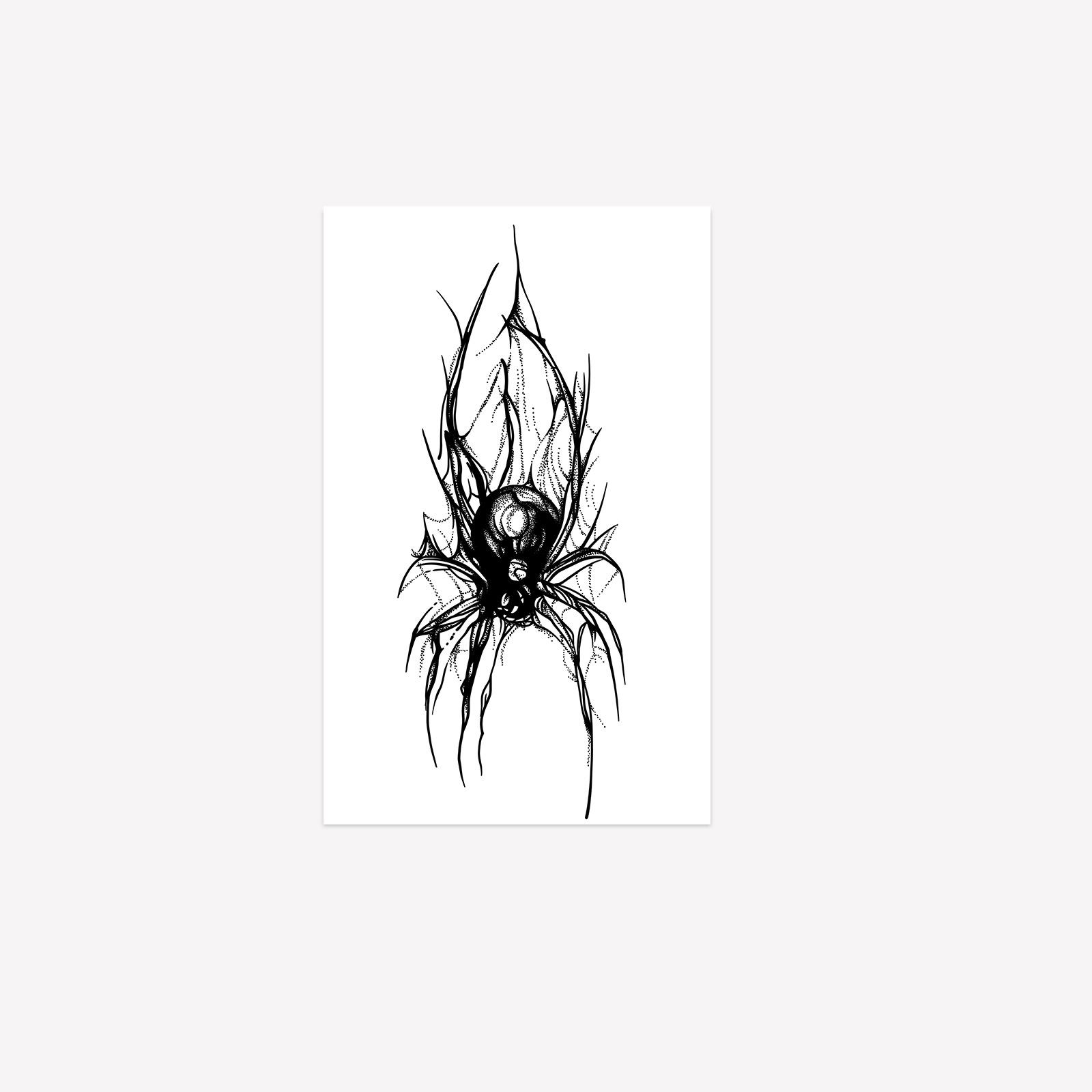 Premium Style Personality Dark Domineering Men S Black Spider Tattoo Sticker 12*19