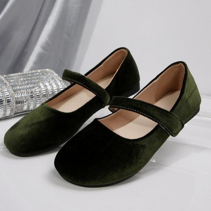 

Мода 2025 Весна Осень Босиком Коровья Замша Натуральная Кожа Женские Балетки С Нулевым Перепадом Плоская Мягкая Подошва Более Широкая Носочная Часть 43 темно-зеленого
