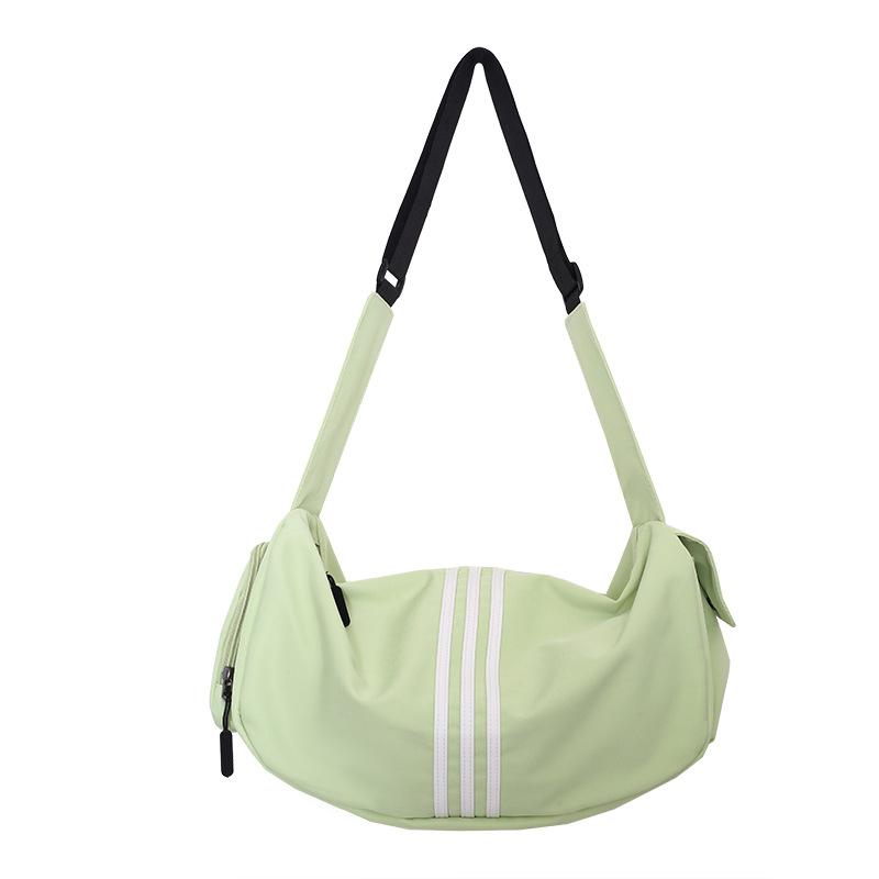 

Большая сумка женская сумка 2025 новая холщовая сумка широкий плечевой ремень сумка в полоску повседневная универсальная сумка-мессенджер сумка для коротких поездок зелёный