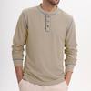 Solid Color Waffle Men's Long Sleeve Slim Fit Top Autumn Winter