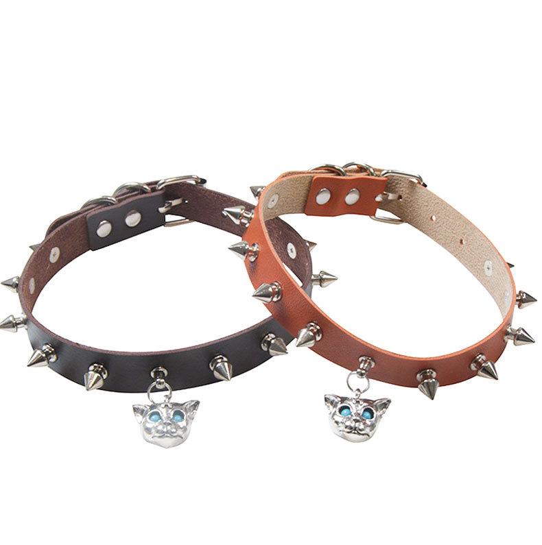 Goth Punk Nieten Nieten Choker Halsband Für Frauen Steampunk Katzenkopf Halskette Emo Halsband Cosplay Chocker Gothic Accessoires
