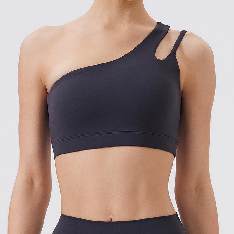 Gränsöverskridande Enaxlad Sport-BH för Yoga med Oregelbundna Band - Stötsäker, Vacker Ryggdesign för Fitness & Löpning