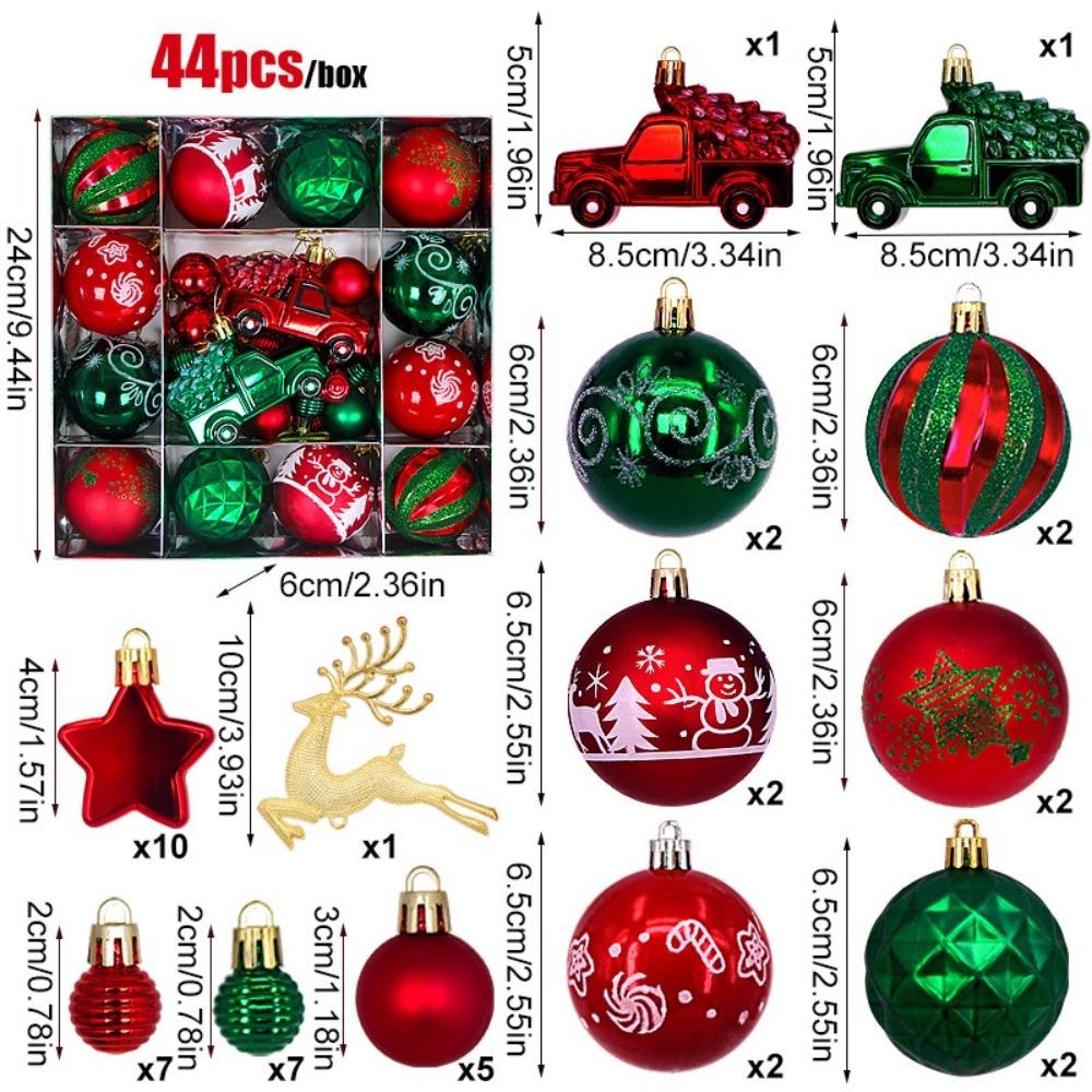 Plastic Christmas Ball Pendant Round Ball Colored Ball Christmas Tree Decoration Painted Christmas Party Decoration