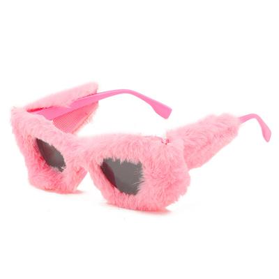 Plüsch Winter Sonnenbrille Damen Cat Eye Sonnenbrille Damen Douyin Sonnenbrille