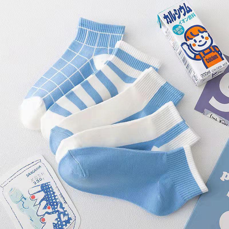 Womens Cotton Blend Ankle Socks With Cow Print Breathable Casual Daily Wear Thin Invisible Boat Fall Winter