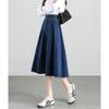 Women's High-Waist A-Line Denim Midi Skirt