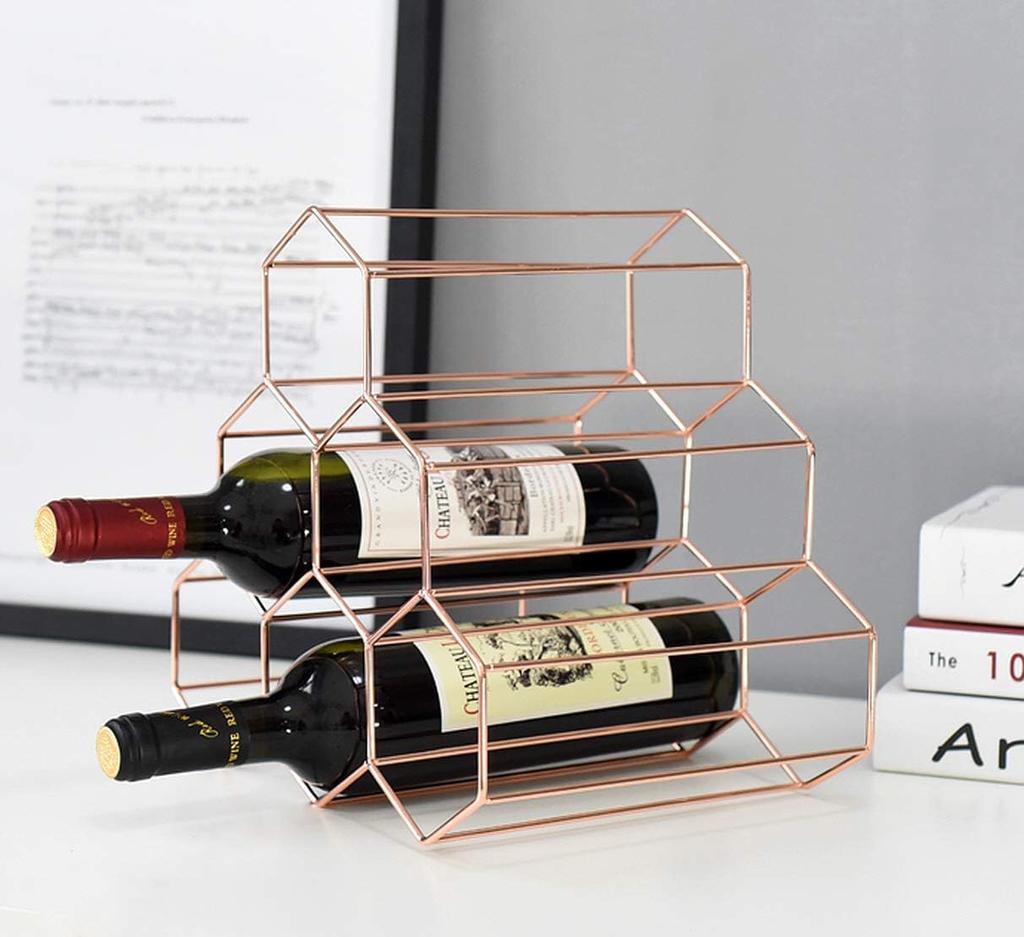 Anberotta Wine Rack Holder, Holds 6 Bottles of Wine or Champagne, Storage Case, Stand, Interior Decor, N-W54